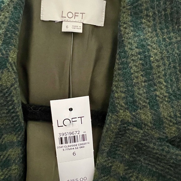 LOFT Dark Green Plaid Blazer - Picture 4 of 5